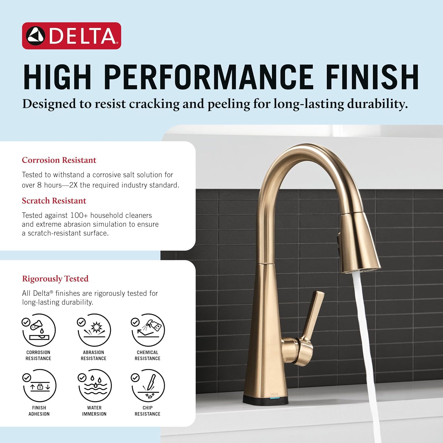 Detalle de Delta Lenta 19802TLZ-CZ-DST Touchless Kitchen Faucet, Champagne Bronze, Pull-Down Sprayer