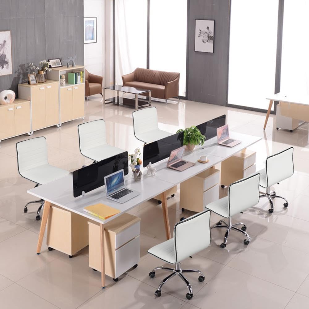 Detalle de Yaheetech Sedia Ufficio Ecopelle Bianca senza braccioli: comfort, stile e versatilità per l’ufficio e la casa