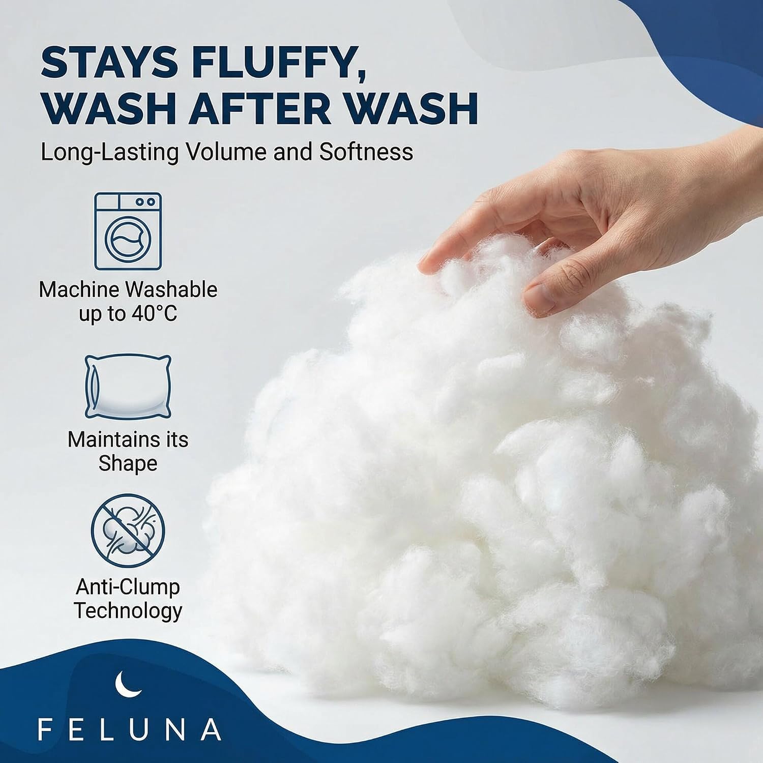 Thumbnail 4 de Feluna 42856446356185 Cushion Filling, 0.5 kg Polyester, Oeko-Tex, Washable