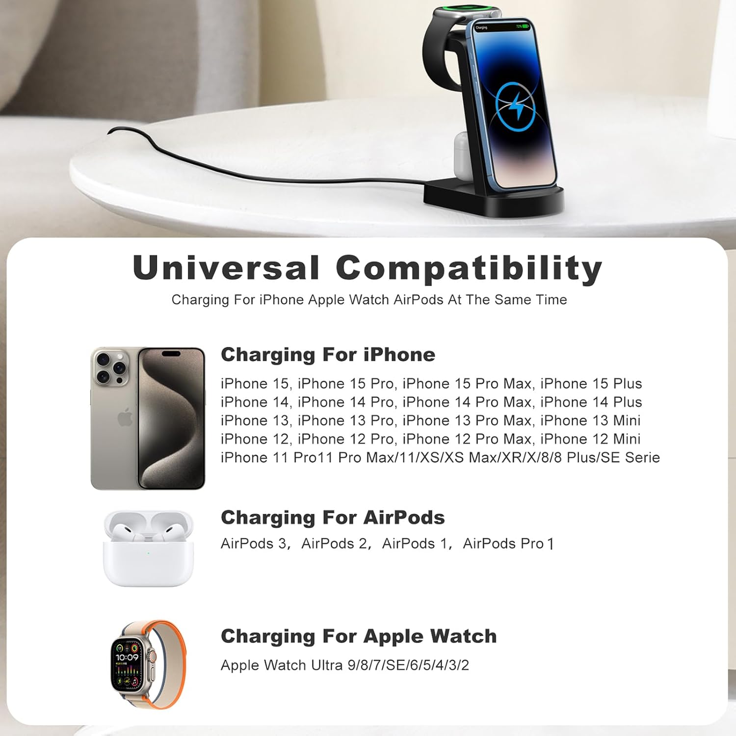 Detalle 2 de INNISTO 3 In 1 Caricabatterie Wireless