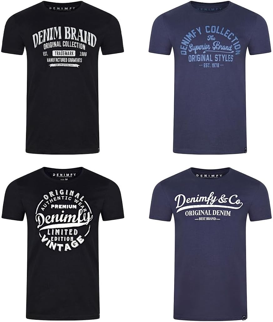 Detalle de DENIMFY 4er-Pack Herren-T-Shirts Regular Fit aus Baumwolle (Rundhals, Kurzarm) – DFNuri