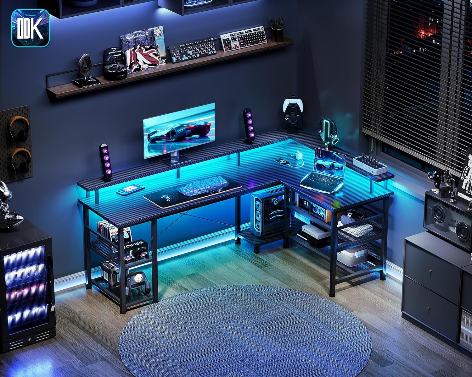 Thumbnail 6 de ODK Gaming Tisch mit LED, 150×102 cm – reversibel mit 2 Steckdosen & 2 USB-Ladeanschlüssen