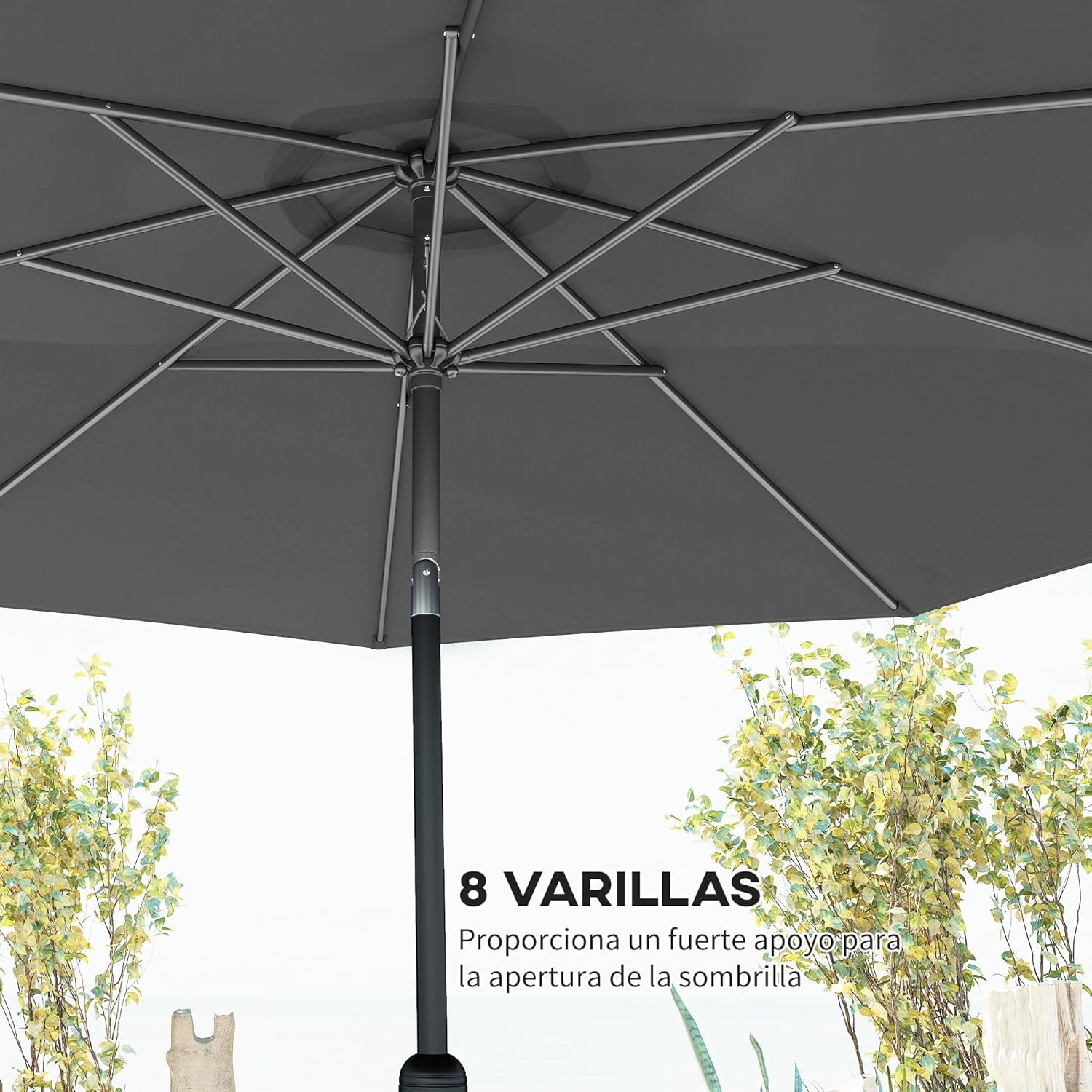 Thumbnail 5 de Outsunny Sombrilla de Jardín Ø295 cm manivela