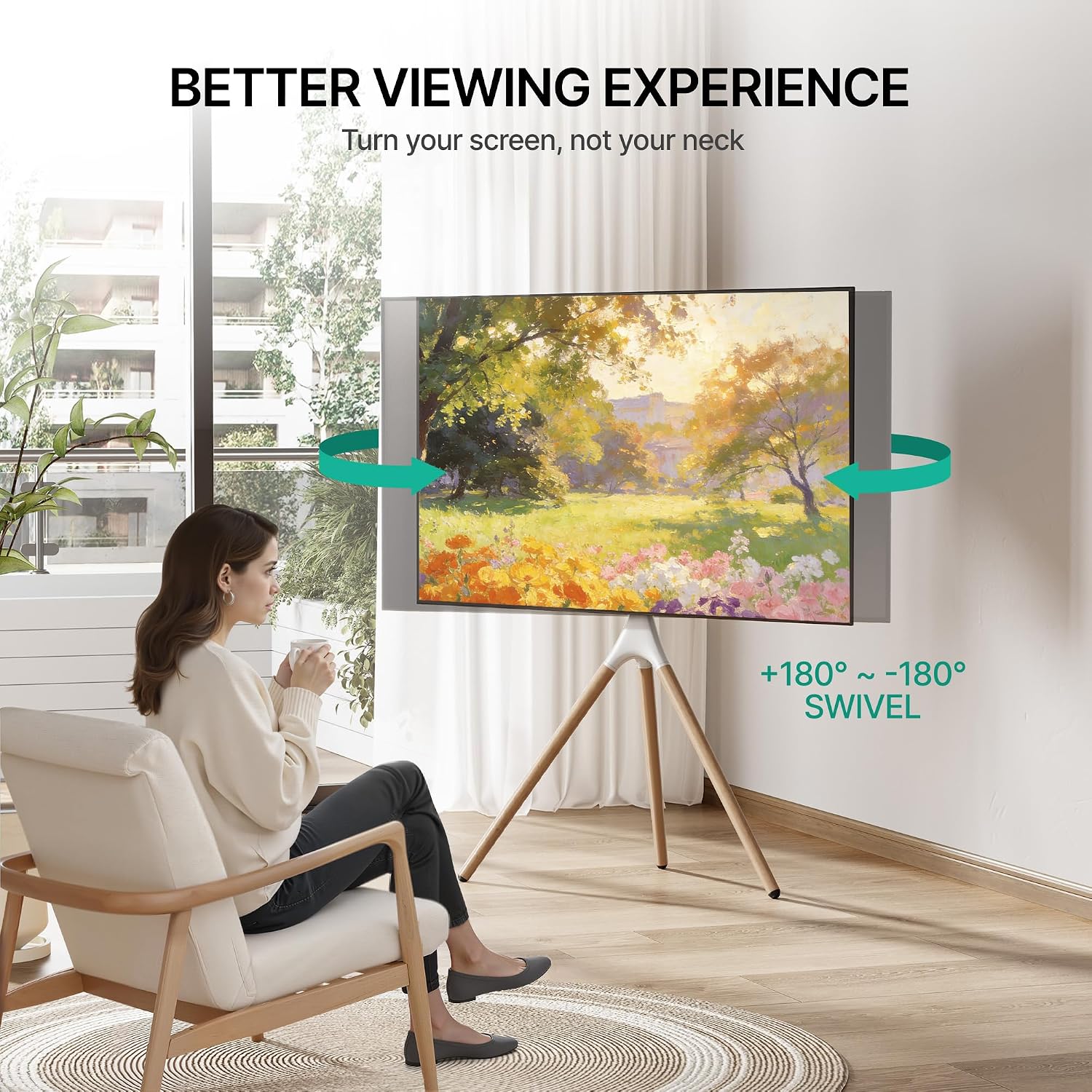 Thumbnail 2 de ECOTINY Artistic Easel TV Stand for 43-65 Inch TVs