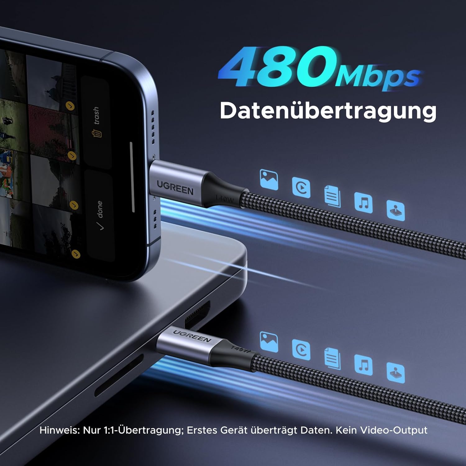 Thumbnail 4 de UGREEN USB C Kabel 140W Max 2m