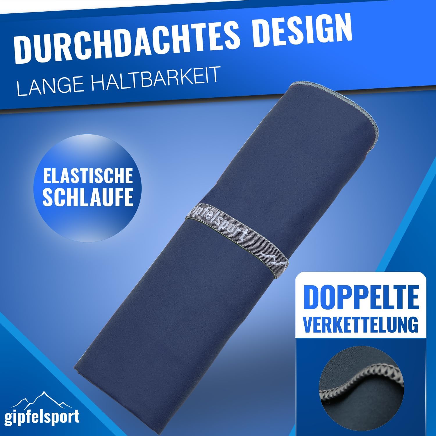 Thumbnail 6 de gipfelsport Mikrofaser Handtuch Set – kompakt, schnelltrocknend und vielseitig für Sauna, Fitness und Strand (80x40) – Navy