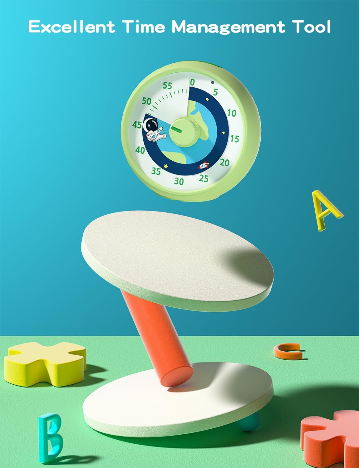 Detalle de Visual Timer for Kids – 60-Minute Rainbow Planet Desk Timer (Silent Operation)