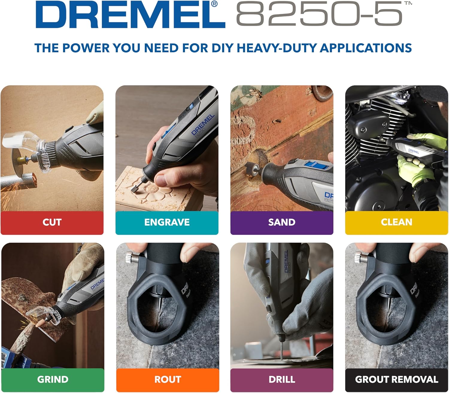 Detalle de Dremel 8250 Outil rotatif sans fil 12 V — Kit multifonctions sans balais, 65 accessoires