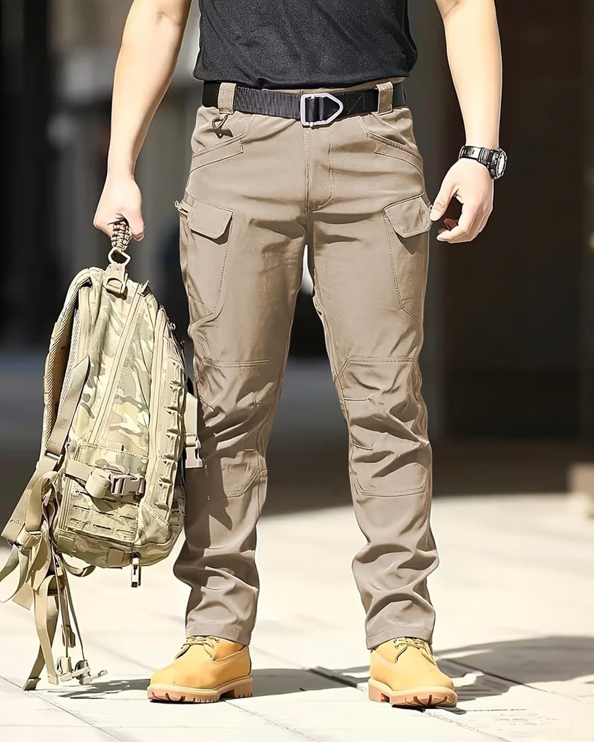 Detalle de Boonlight Men's Lightweight Tactical Pants, Water-Resistant Ripstop Cargo
