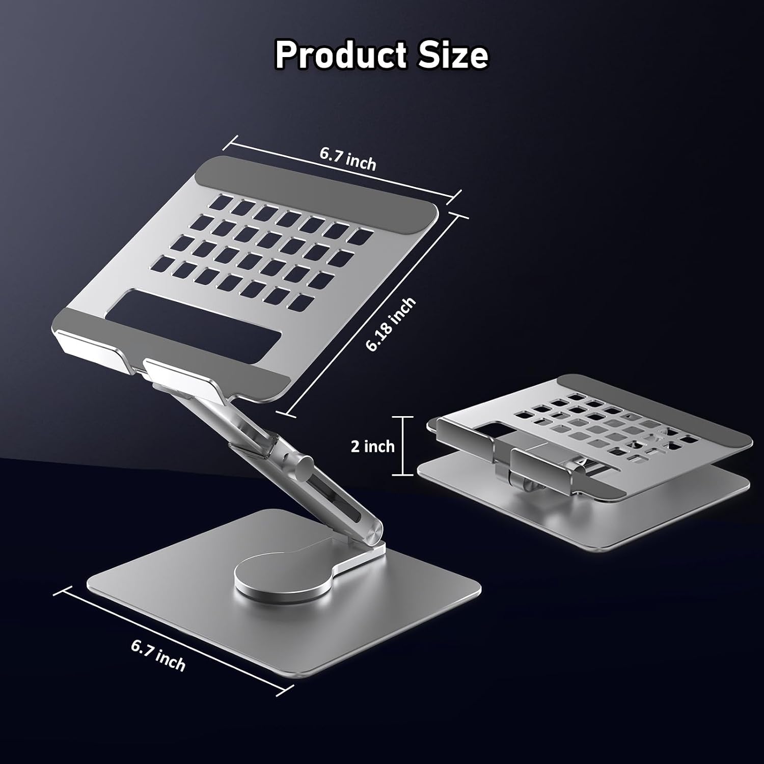 Thumbnail 6 de iPad Tablet Ständer (Höhenverstellbar, 360° drehbar) aus Aluminium – faltbarer Schreibtischhalter für iPad Pro & iPad Air