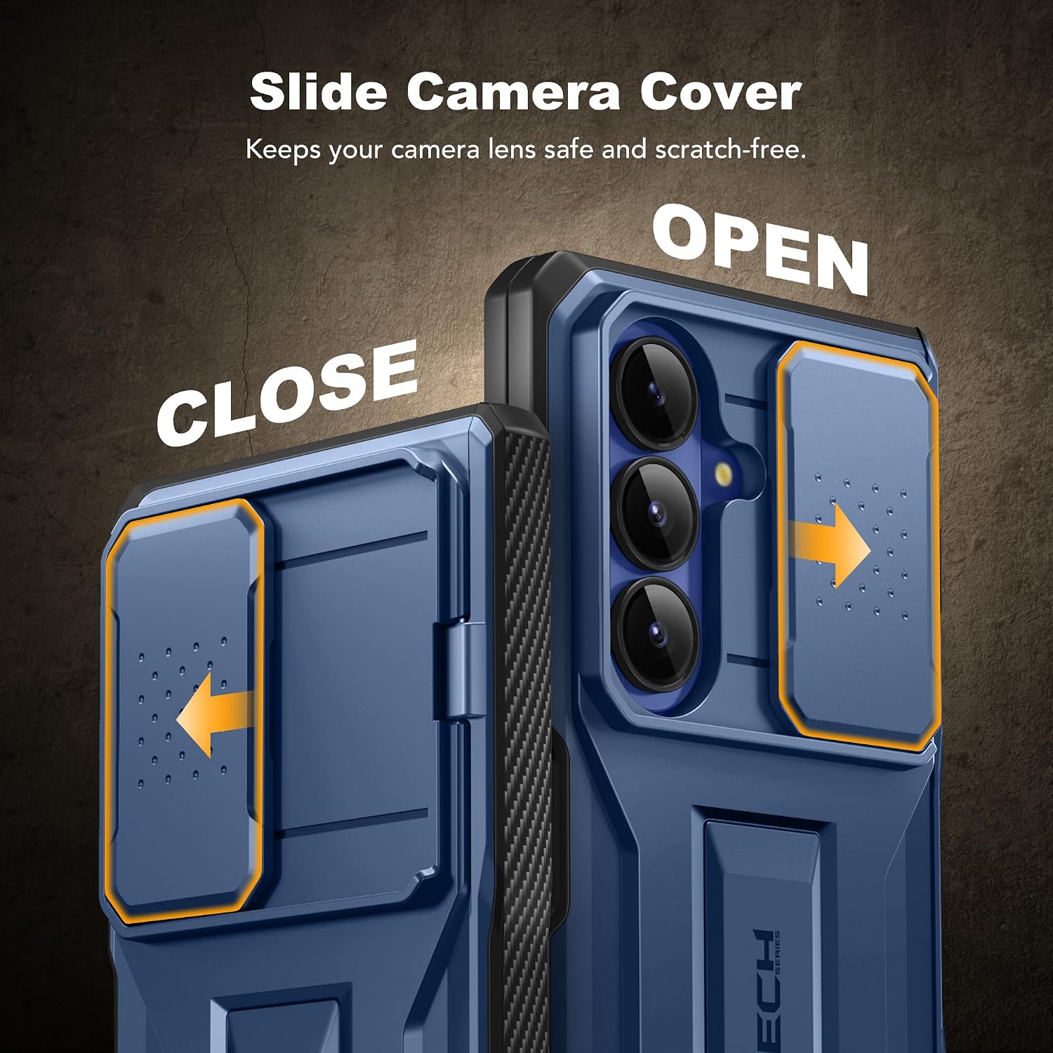 Detalle 2 de TONGATE for Galaxy Z Fold 7 Case with Privacy Screen Protector, Slide Camera Cover, Military-Drop Protection & Belt Clip (Blue)