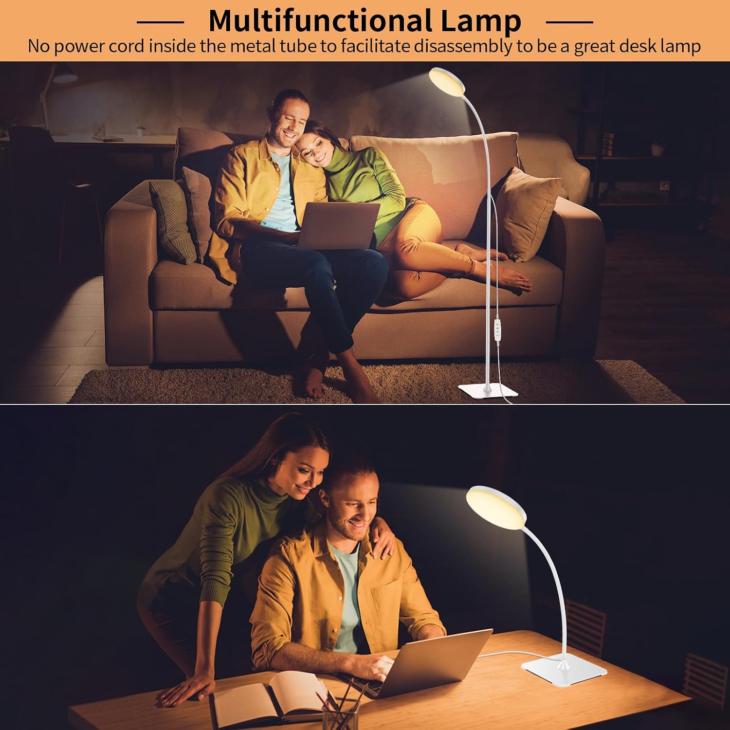 Thumbnail 1 de Mojimdo Stehlampe: schlanke LED-Leselampe mit 3 Farben, 10 Helligkeiten und Dimmfunktion