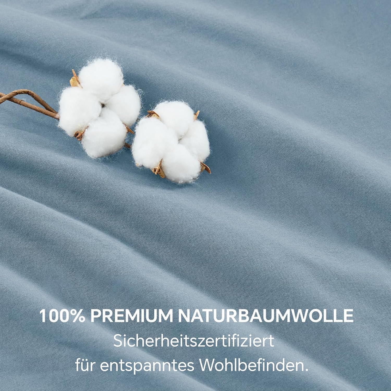 Detalle de BEDELITE Bettwäsche 200x200 Baumwolle 3-teilig – Hellblau, Reißverschluss, OEKO-TEX