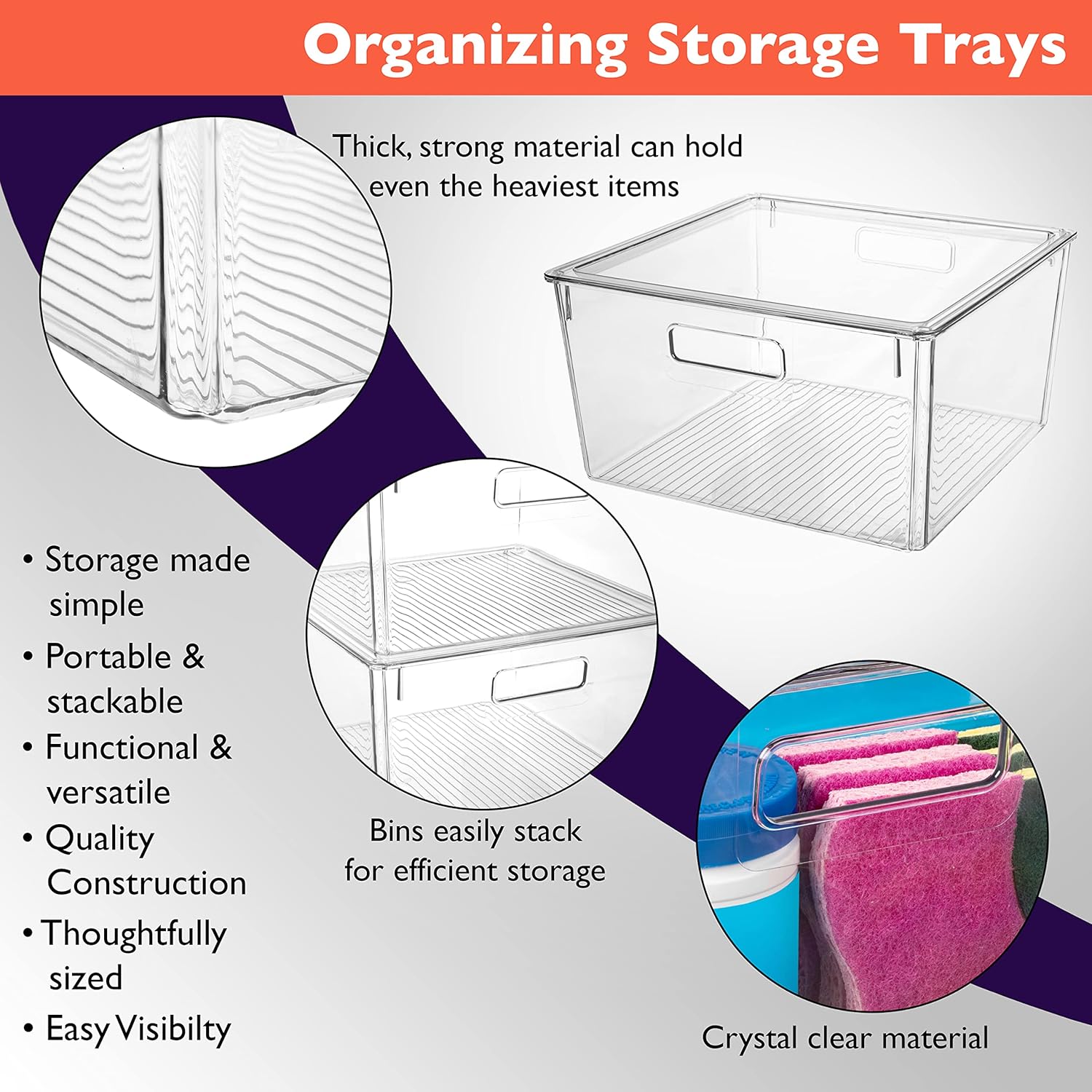 Thumbnail 3 de CLEARSPACE Clear Plastic Storage Bins with Lids XL (12.5 x 12.5 x 7) for Pantry, Fridge, and Cabinets