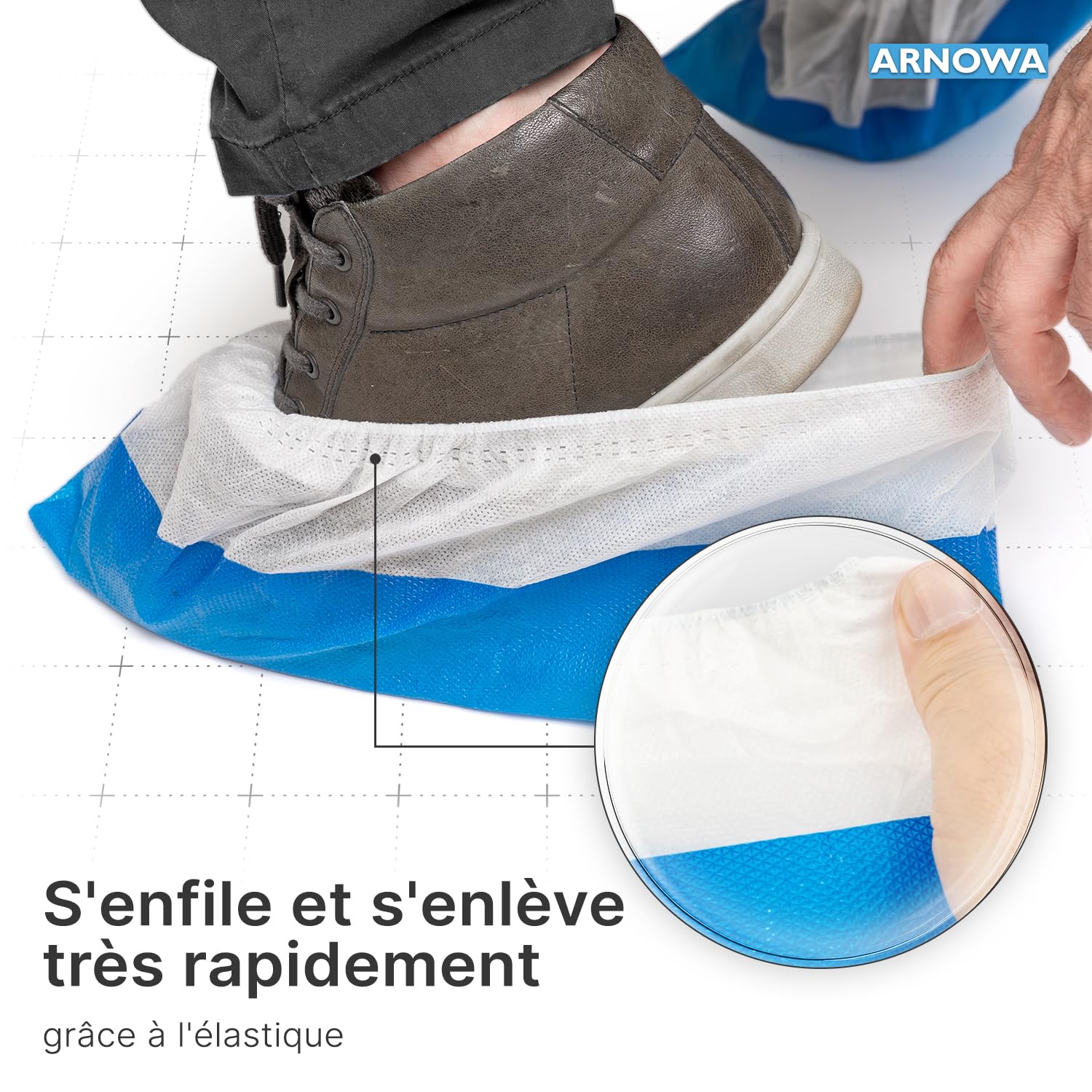 Thumbnail 4 de ARNOMED CPE+PP surchaussures jetables avec semelle CPE bleue (taille unique) – lot de 50