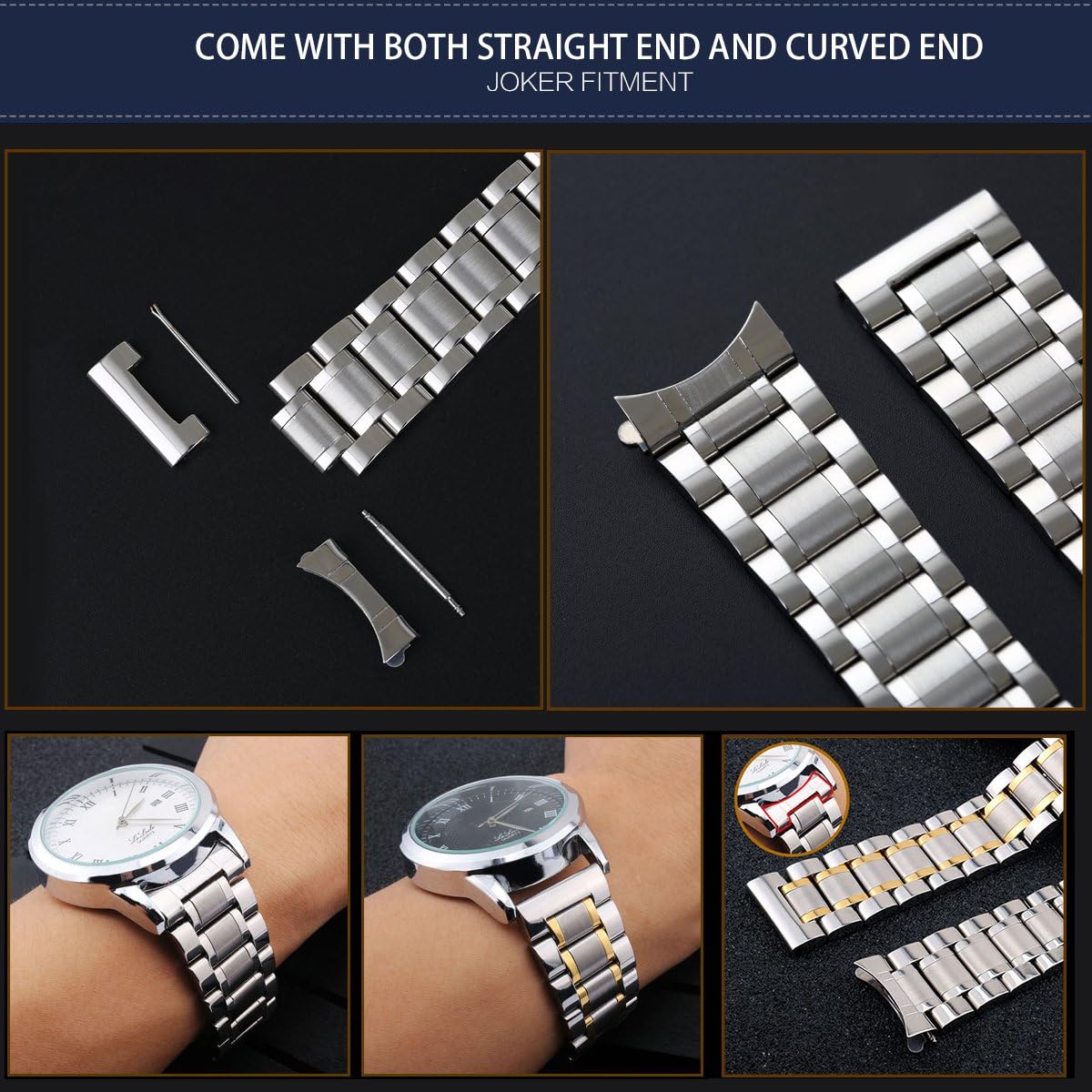 Thumbnail 2 de BINLUN Edelstahl Uhrenarmband 12–24 mm