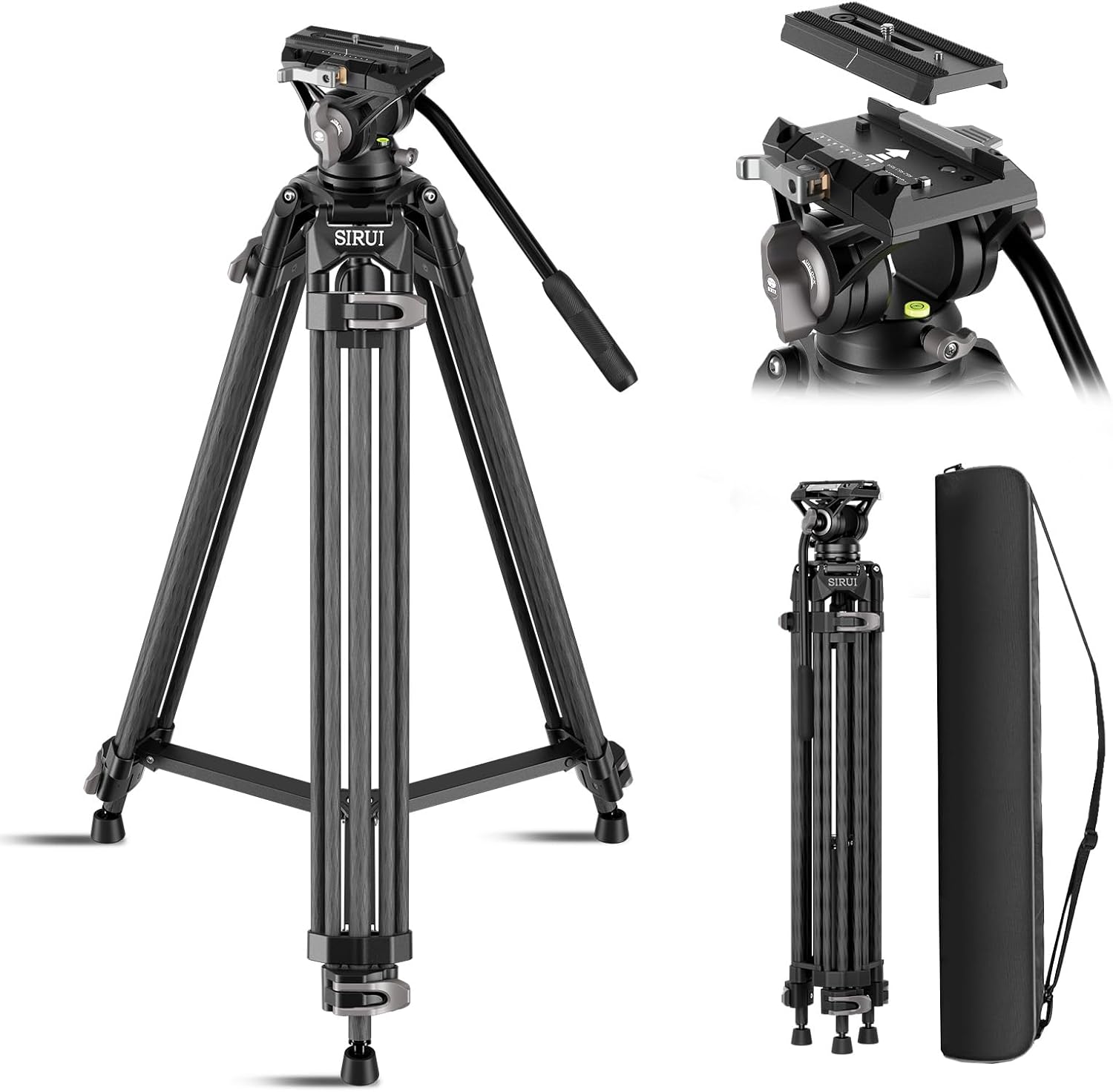 Detalle de SIRUI AVT-12 Carbon Profi-Videostativ 185 cm