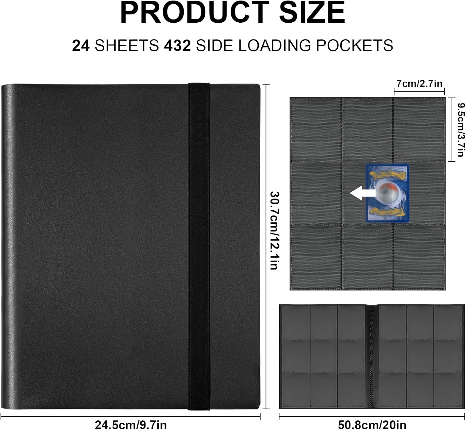 Detalle de 9-Pocket Trading Card Binder with 432 Pockets – Durable PU Album for MTG, Pokémon, Yu-Gi-Oh and more