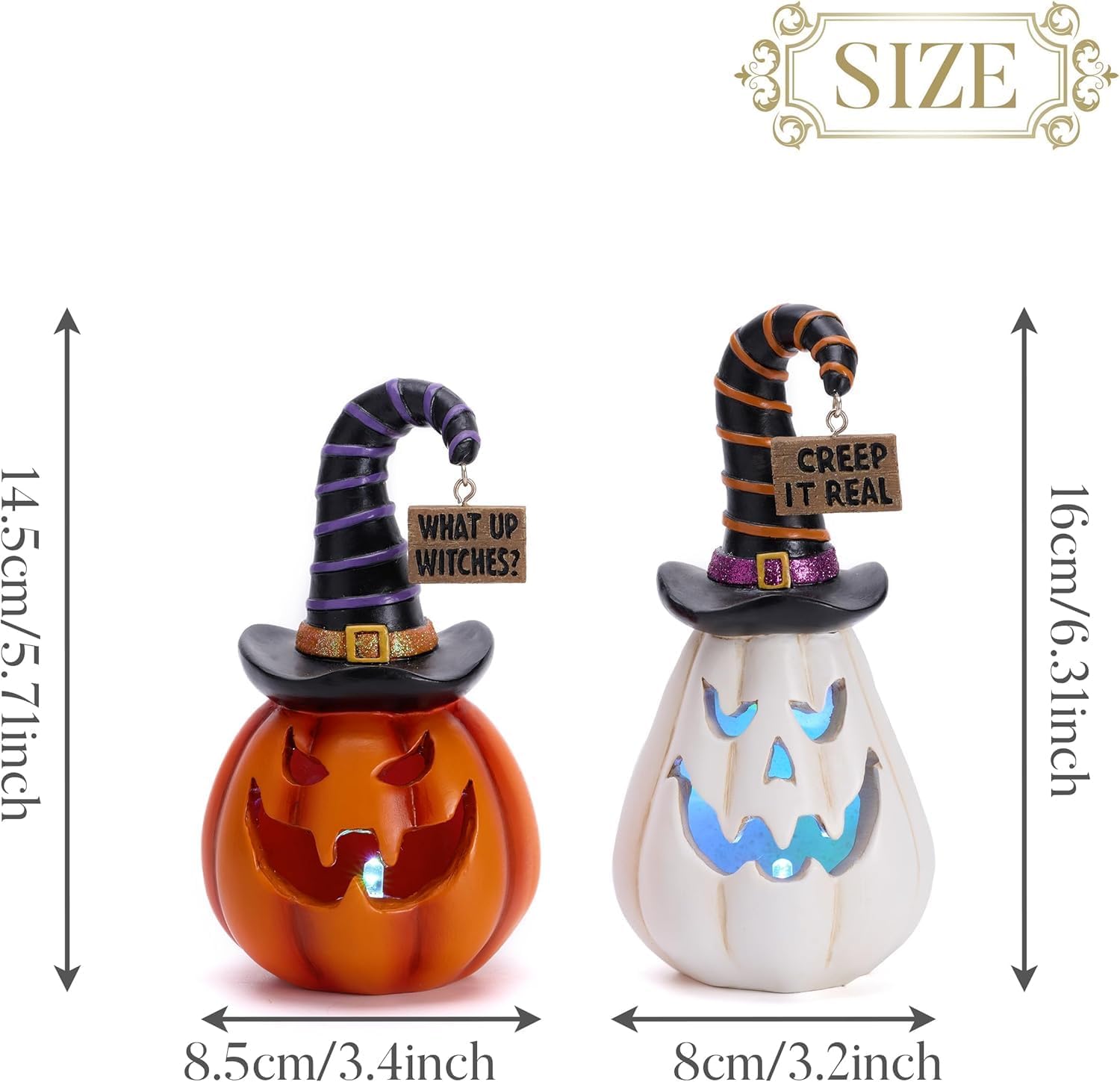 Detalle de Valery Madelyn ハロウィンかぼちゃ置物 2個セット、5色自動切替LED・樹脂製
