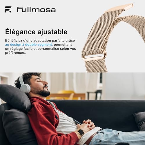 Thumbnail 4 de Fullmosa Bracelet Milanais pour Apple Watch – Version 42/40/41/38 mm, acier inoxydable et maillage tissé