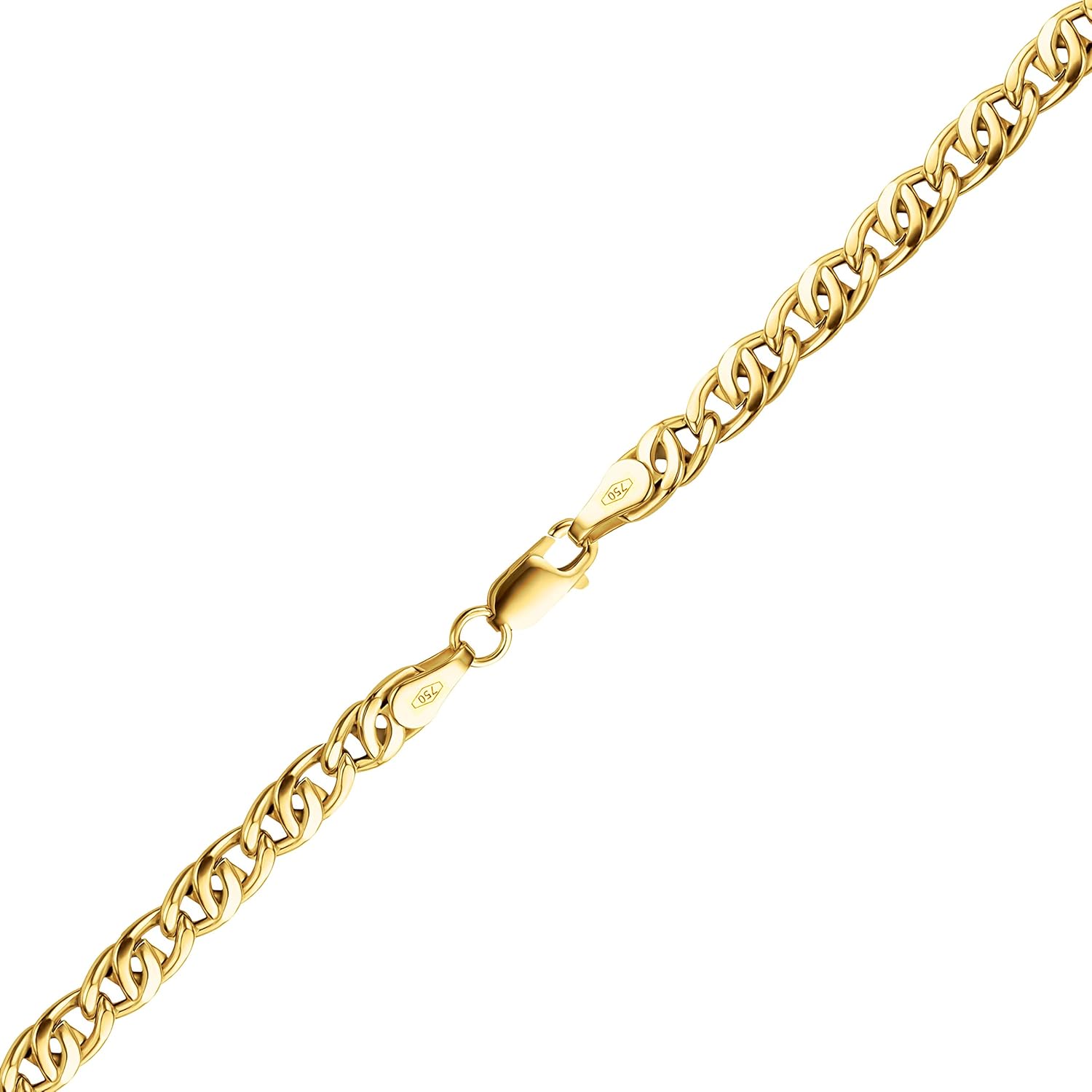 Detalle 1 de PRINS JEWELS Bracelet Gourmette en Or Jaune 18K 750 – Largeur 4 mm, longueur environ 19–21 cm