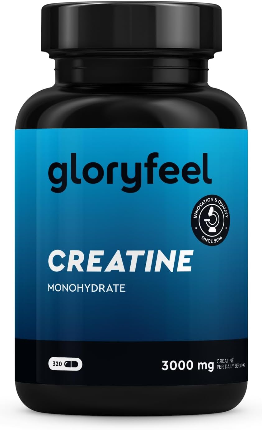 Creatina Monoidrata 320 Capsule – 3000 mg di Creatina pura per dose, senza OGMs