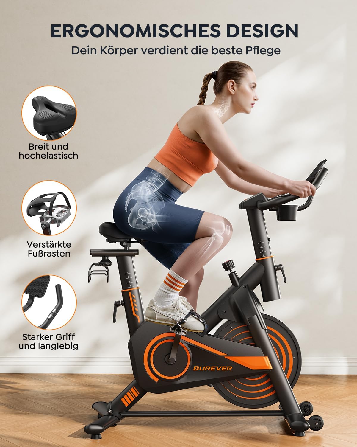 Thumbnail 4 de Burever Hometrainer mit App, 15 kg Schwungrad