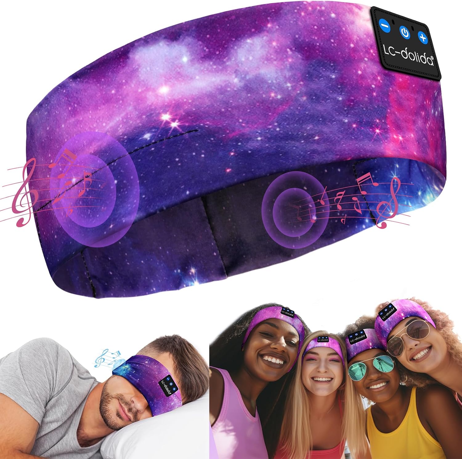 Detalle de LC-dolida Schlafkopfhörer Bluetooth 5.4 Headband mit Schlafmaske – All-in-One für Schlaf, Sport und Reisen