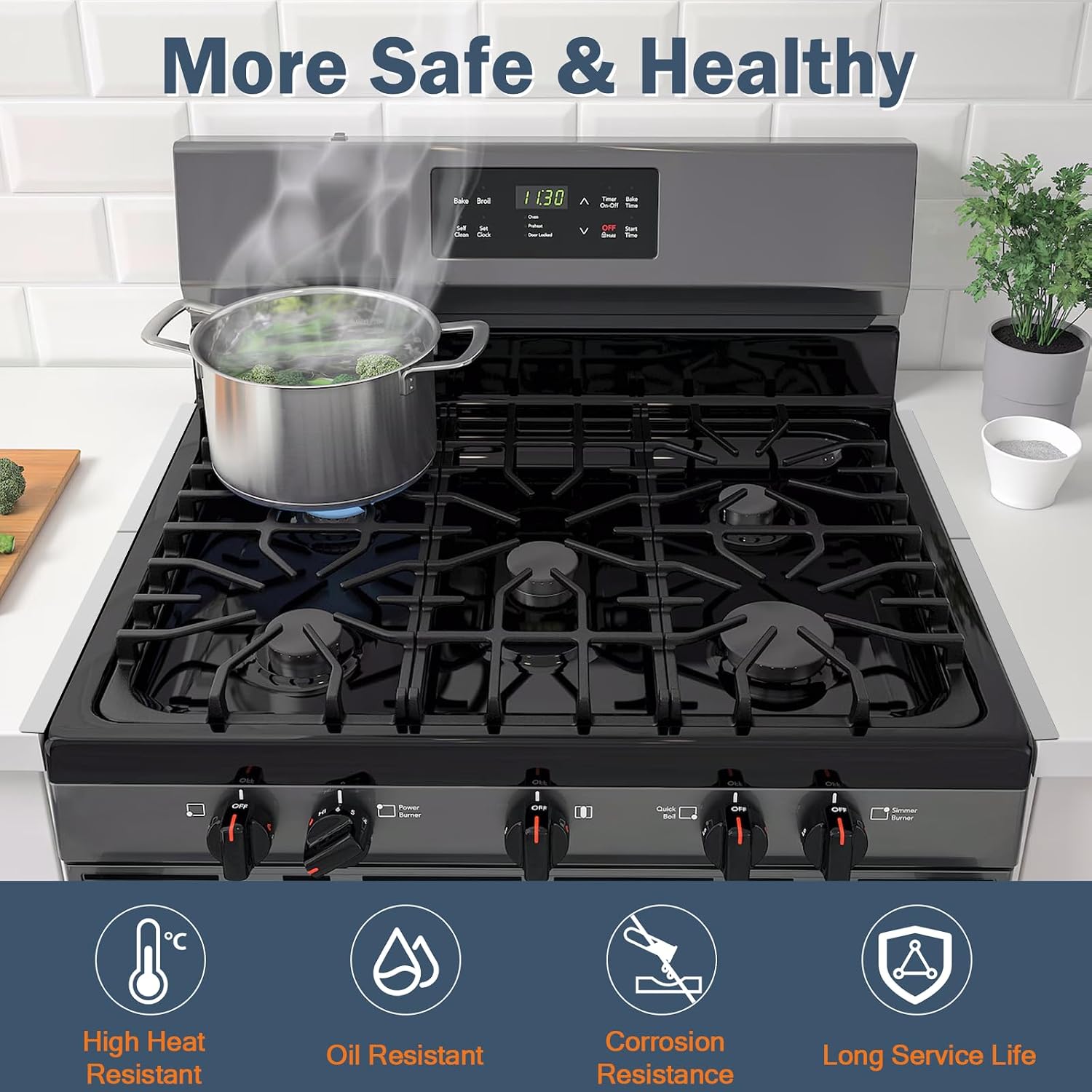 Detalle de AUBEATY 001 Stainless Steel Stove Gap Covers, Retractable 13.8–27.5 in