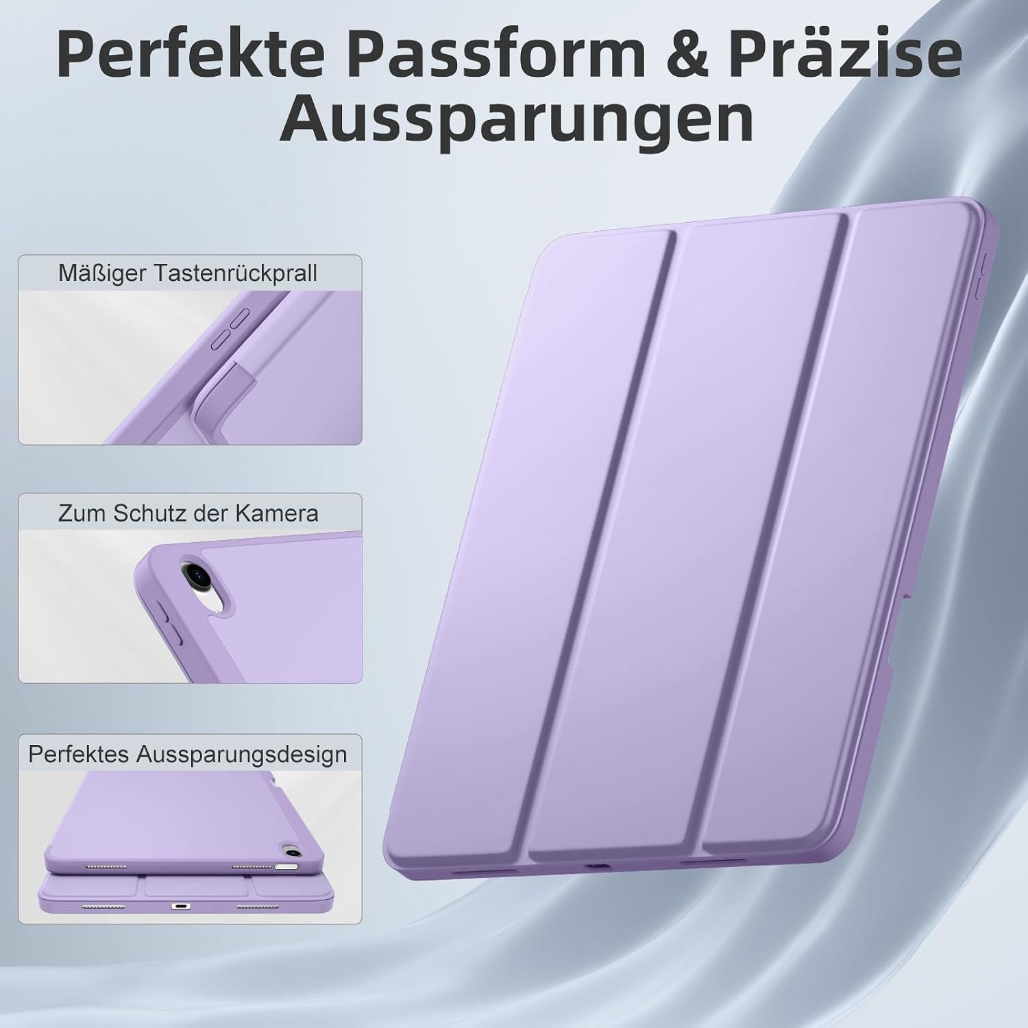 Thumbnail 4 de Vobafe Hülle für iPad Air 13 Zoll mit Stifthalter – Auto Wake/Sleep, TPU-Rückseite & Dreifach-Ständer Schutzcover (Lavendel)