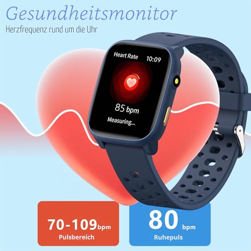 Thumbnail 6 de ModaWin Smartwatch Kinder – 1,85'' HD-Touchscreen, IP68, 100+ Sportmodi, Schlafmonitor & Pulsüberwachung (Blau)