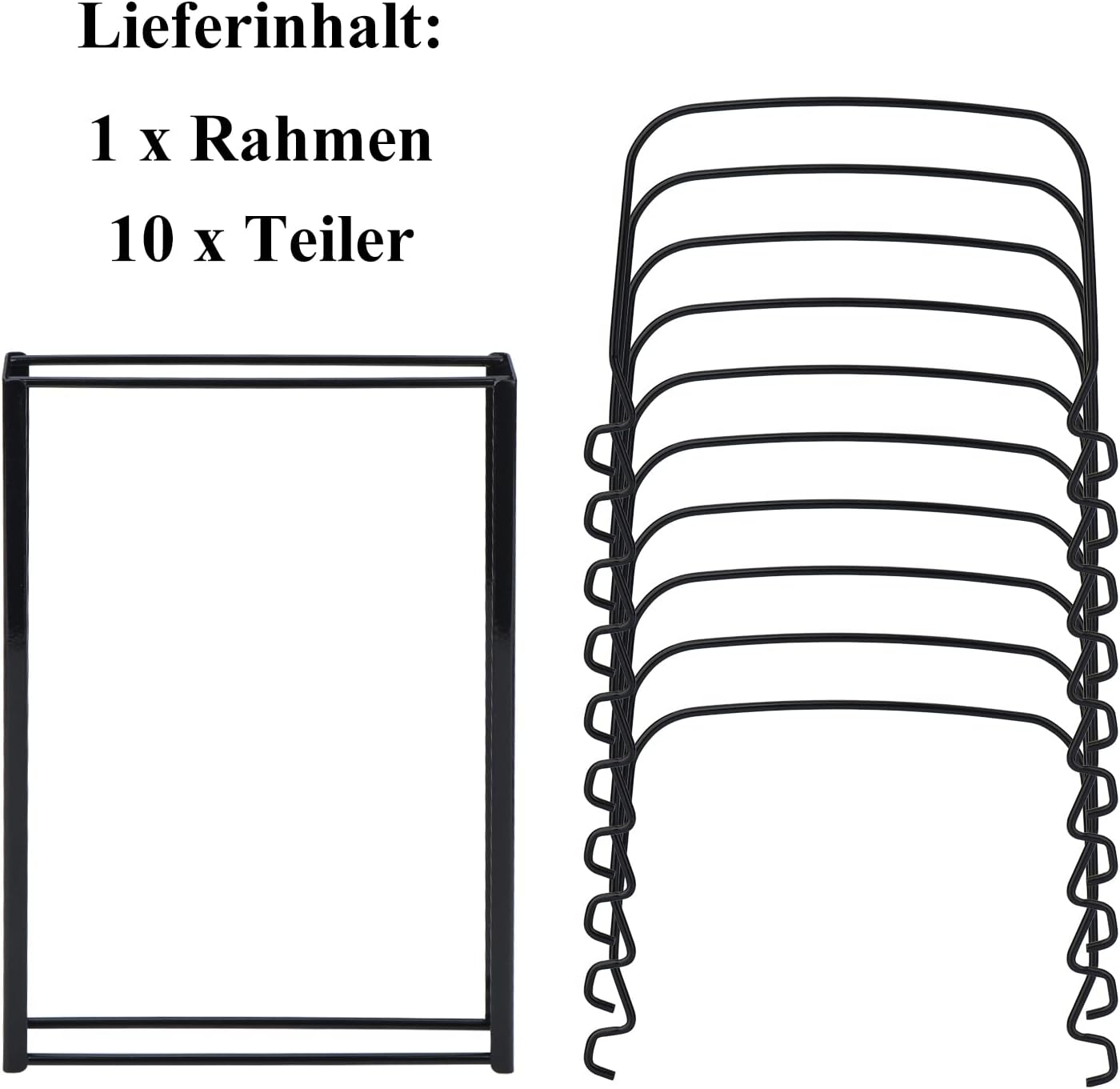 Detalle de Toplife Deckelorganizer für Teller und Deckelhalter mit 10 verstellbaren Teilern – Schwarz