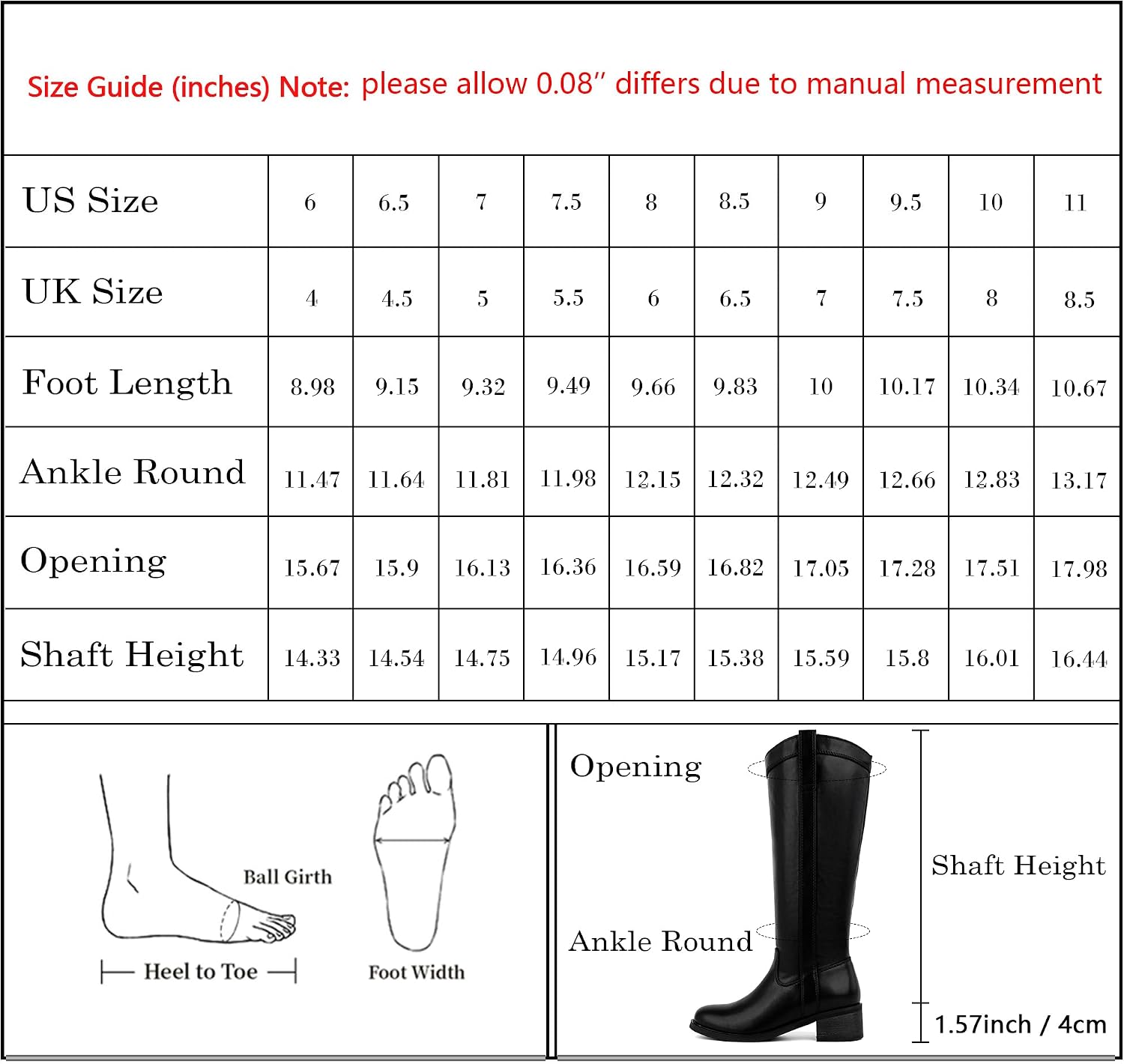 Thumbnail 6 de QIY Knee-High Boots for Women with Square Toe, Side Zipper and Low Heel