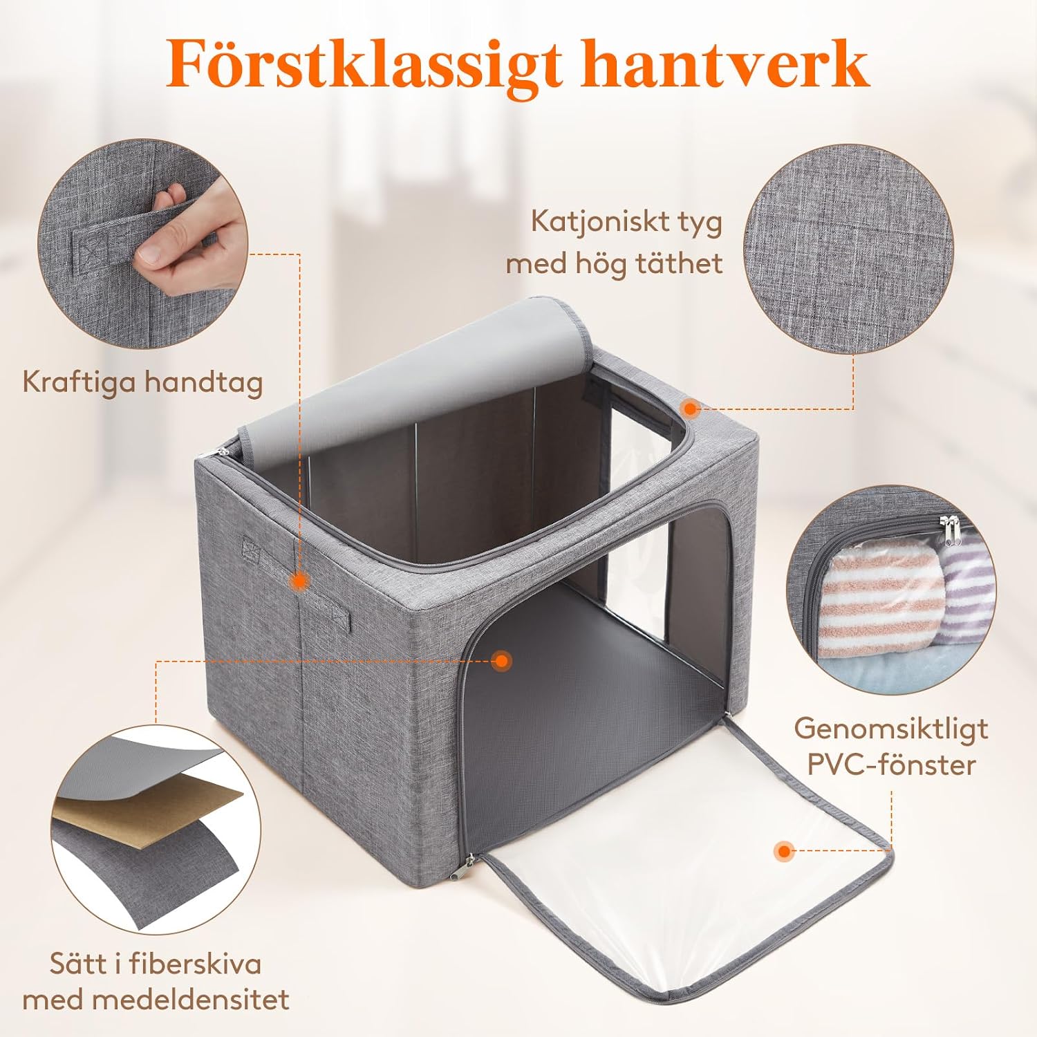 Detalle de Lifewit 23224 klädförvaringslådor med metallram, 75 liter, 3-pack