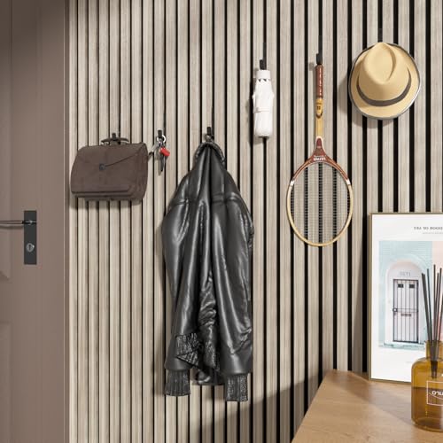 Detalle de WWMH Kleiderhaken Akustikpaneele Haken 8 Stück – 13 mm Breit, Schwarz, Metall