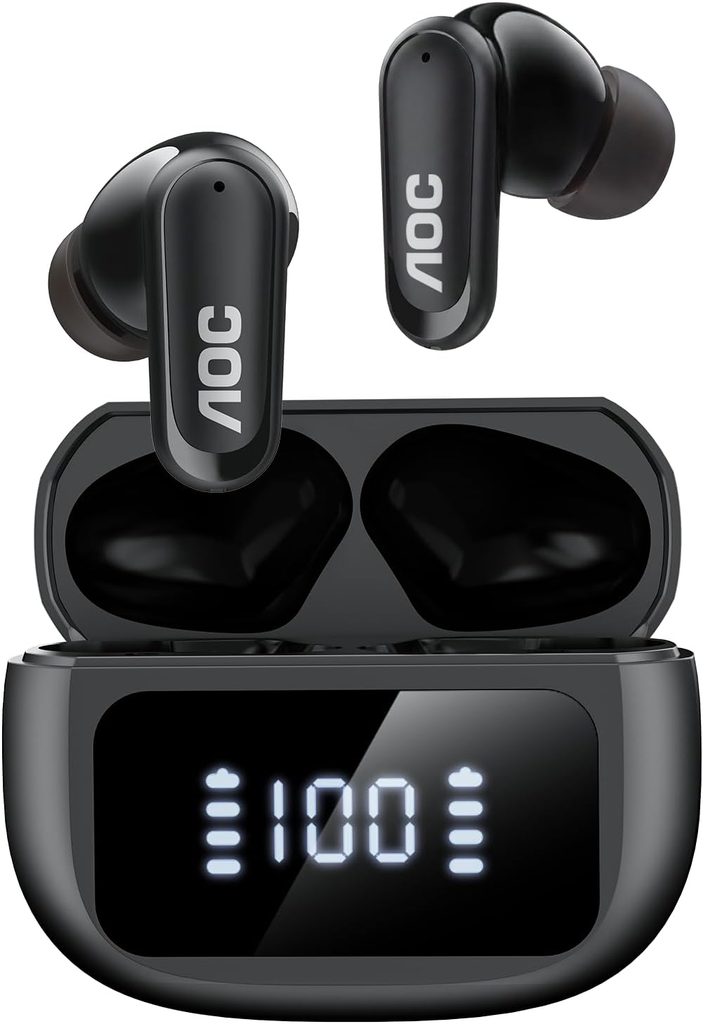 Detalle de AOC Wireless Earbuds Bluetooth 6.0 with ANC, 40H Playtime and LED Case Display