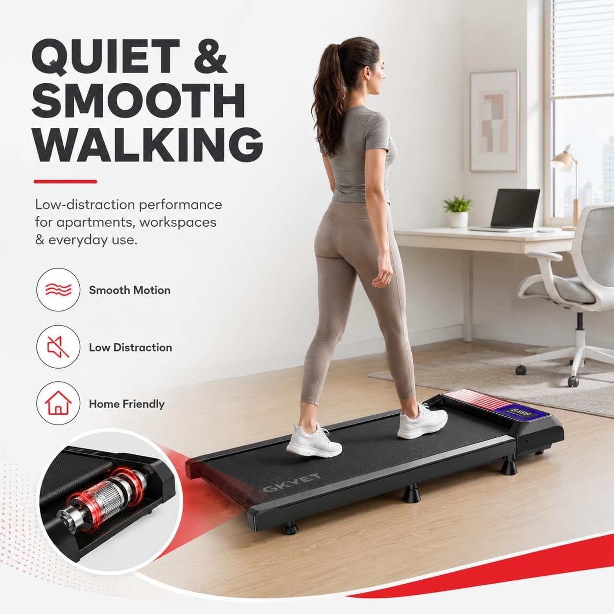Thumbnail 6 de Gkyet N4054AF Walking Pad Treadmill, 8% Incline, 2.5 HP, 15" x 35.4" Belt