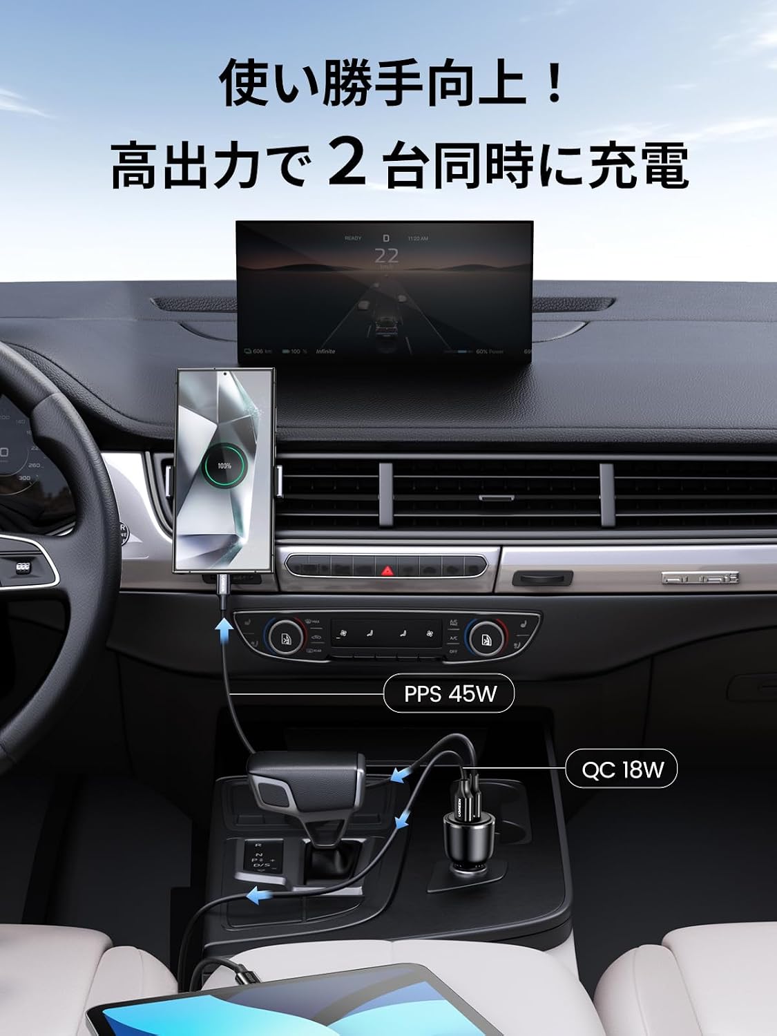 Thumbnail 6 de UGREEN PSS 63W車載充電器 USB-C PD45W・USB-A QC18W対応 2ポート