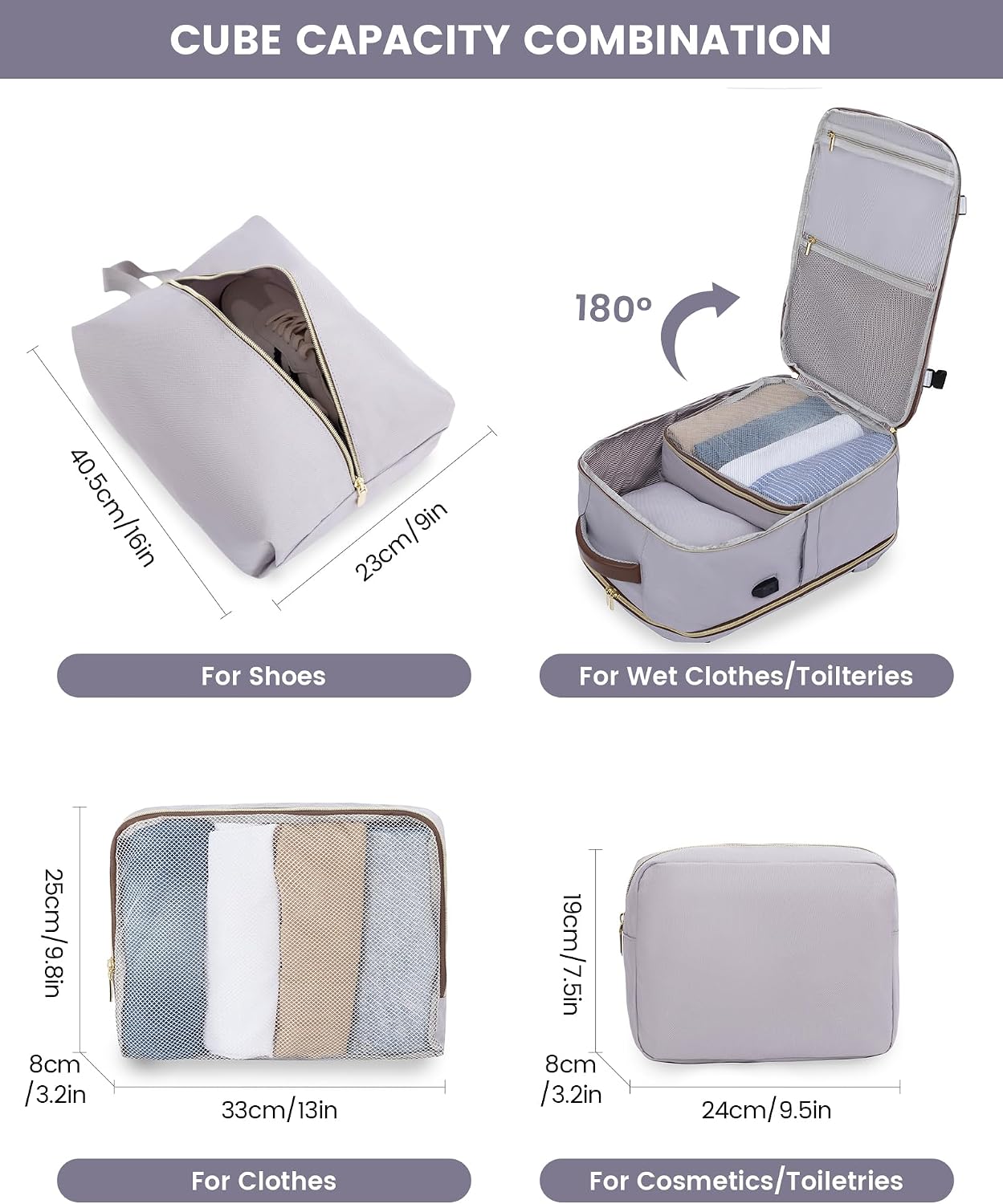 Thumbnail 5 de LOVEVOOK Reiserucksack Handgepäck 17,3 Zoll – Damen wasserdicht, 32,5x20,5x46,5 cm, inkl. Packwürfel