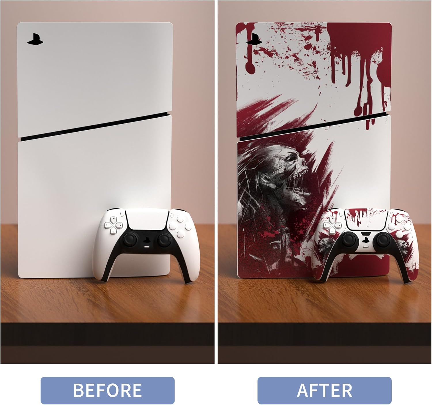 Thumbnail 3 de PlayVital Full Set Skin Sticker for PS5 Slim Digital Edition – Blood Zombie