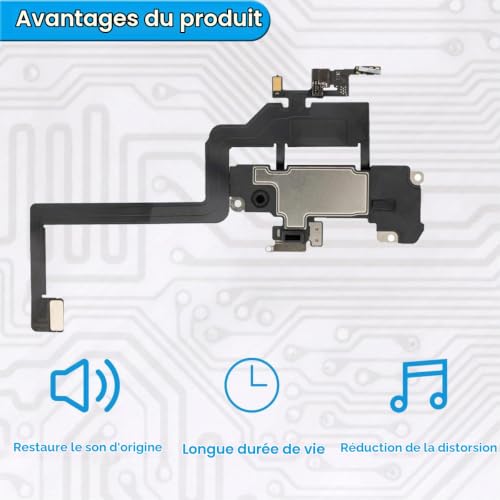 Thumbnail 4 de ZHUROUPU écouteur de remplacement pour iPhone 11 avec nappe et joint prédécoupé