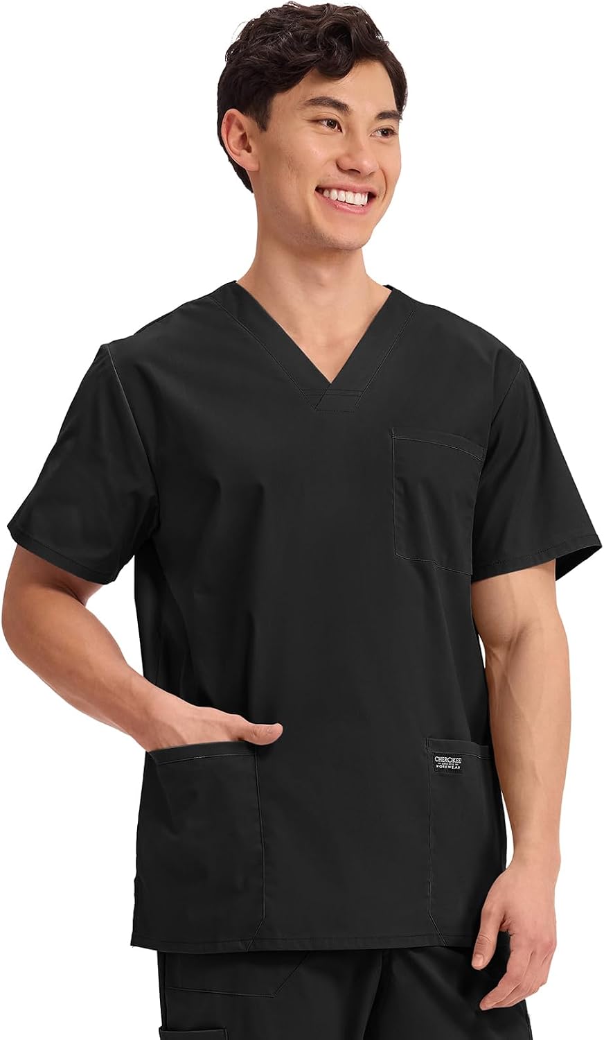 Detalle 1 de Cherokee Men's V-Neck Scrub Top, 4 Pockets