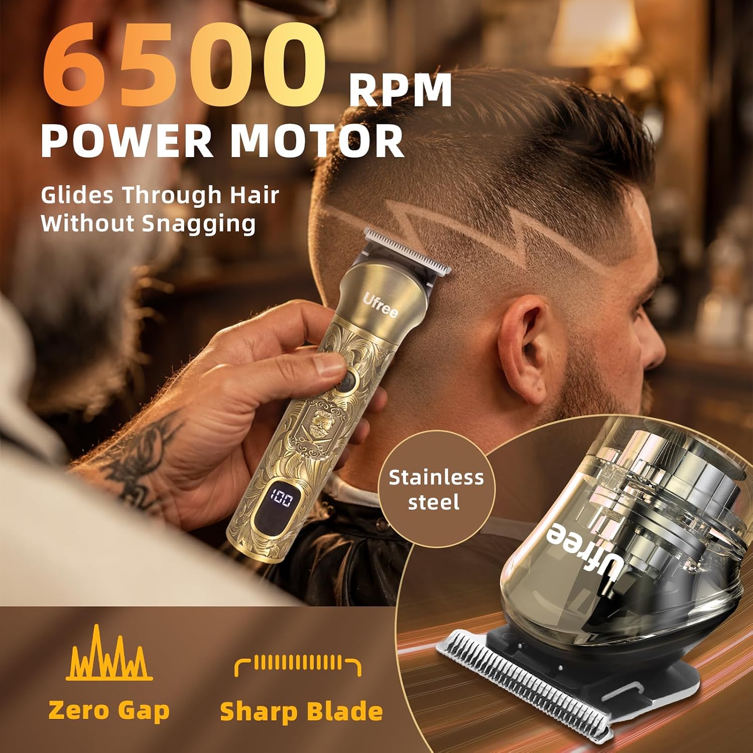 Detalle 2 de Ufree Beard Trimmer 6500RPM cordless kit