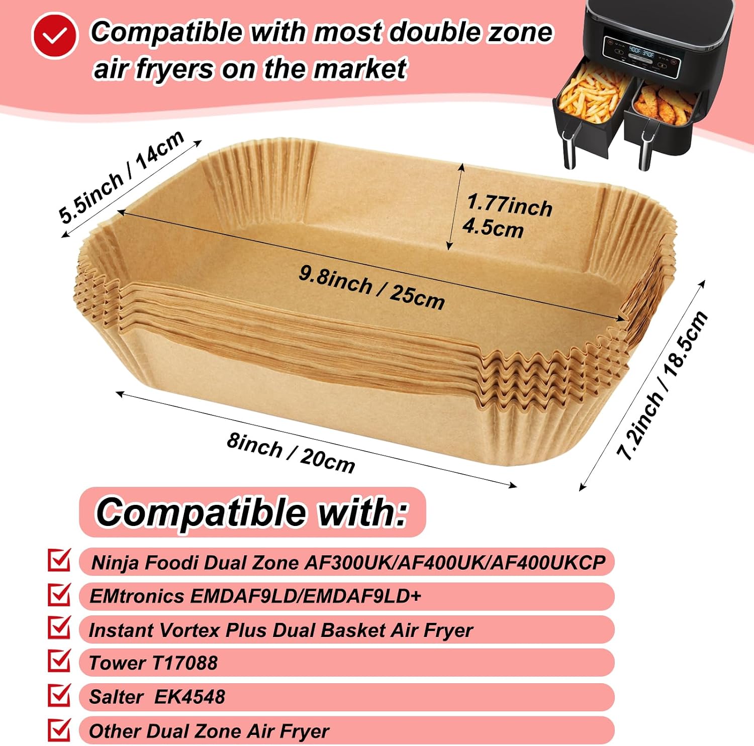 Thumbnail 1 de BYKITCHEN 150 Pcs Air Fryer Liners for Ninja Dual ⌛