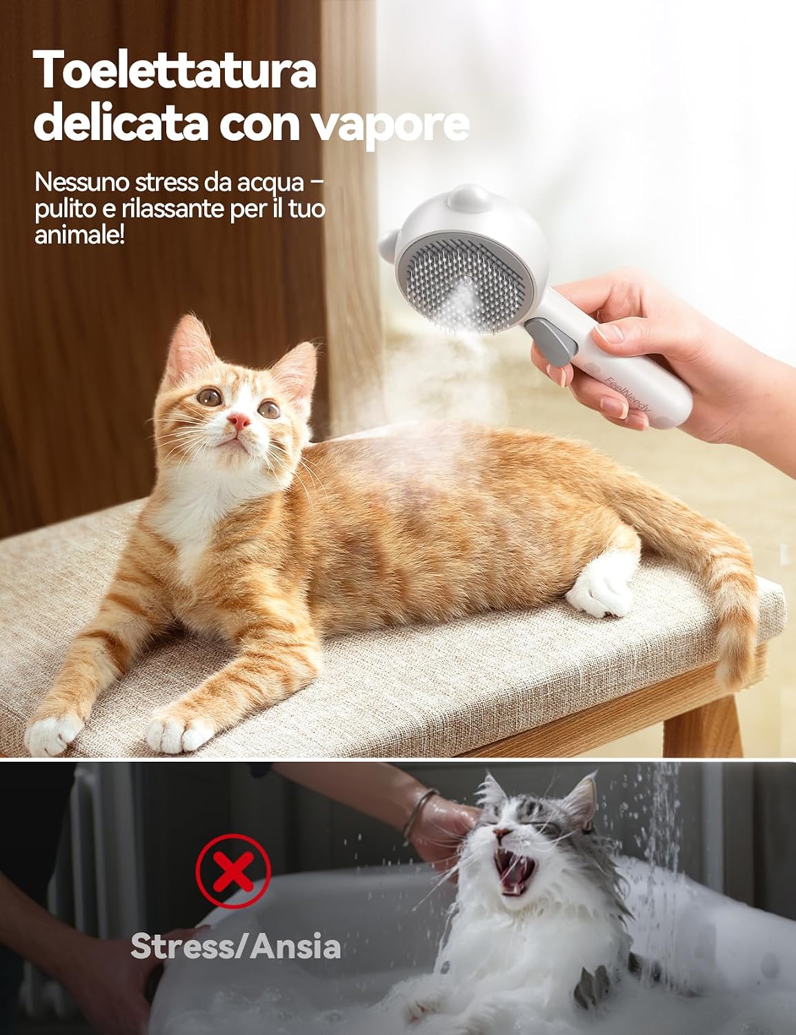 Detalle 2 de FEELNEEDY Spazzola a vapore per cani e gatti