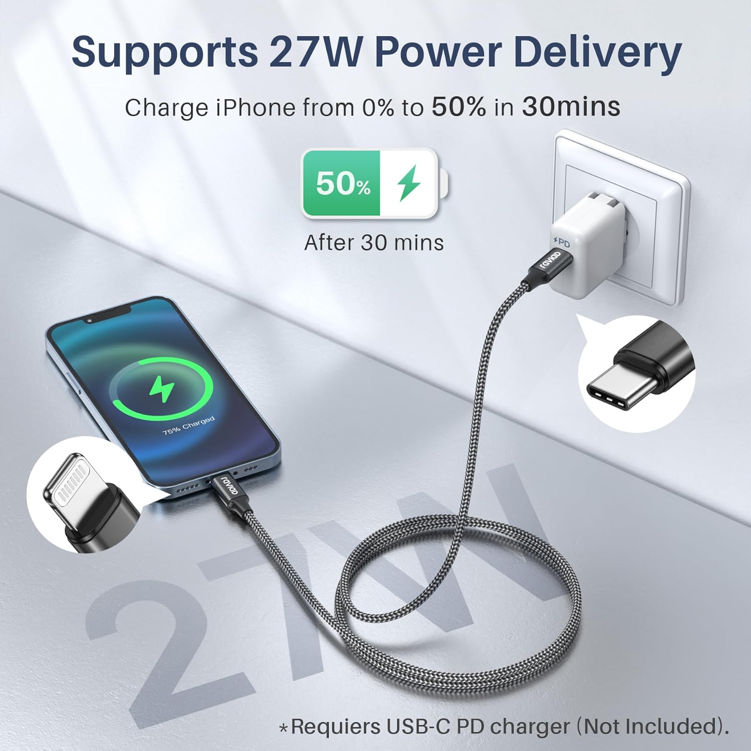 Thumbnail 3 de RAVIAD USB C to Lightning Cable 2M 2Pack review: durable MFi-certified PD fast charging