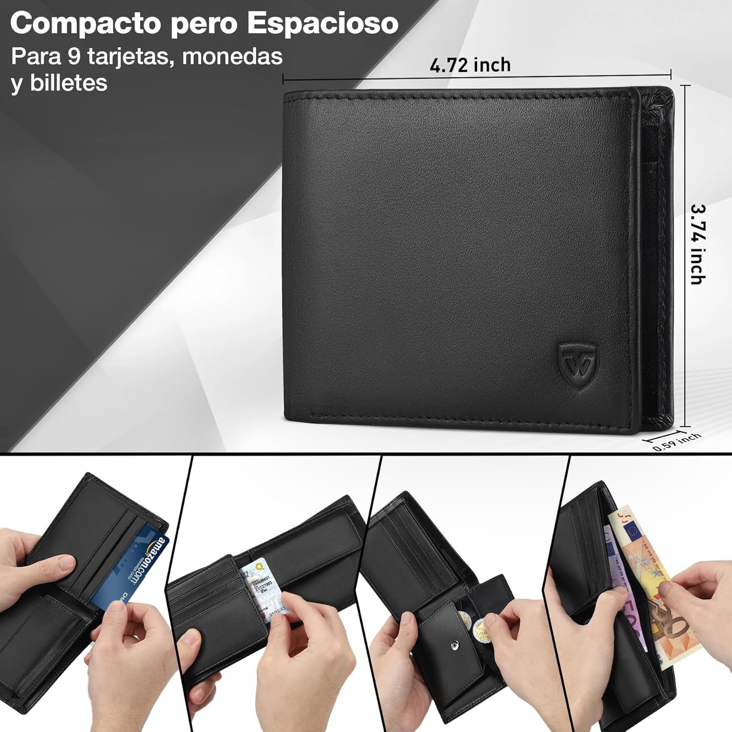 Thumbnail 3 de WONSEFOO Carteras Hombre RFID Bifold Delgada