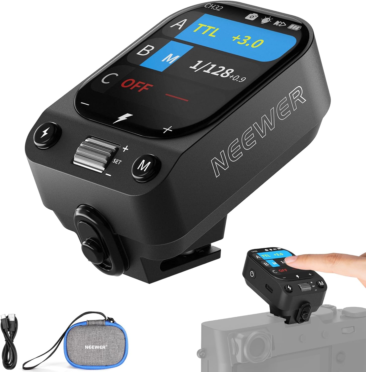 NEEWER QZ-F TTL Funk-Blitzauslöser für Fujifilm Kameras – OLED Touch, HSS 1/8000s, 1000mAh Akku