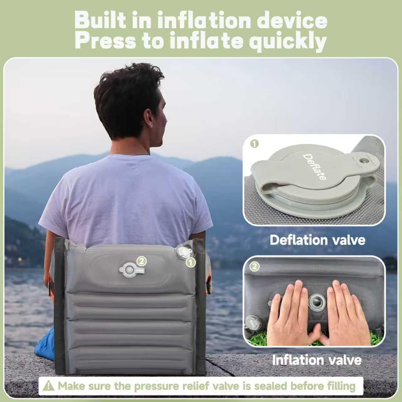 Thumbnail 4 de ONTYZZ Inflatable Cushion Stadium Seats with Adjustable Backrest – portable folding floor chair for outdoor concerts and camping