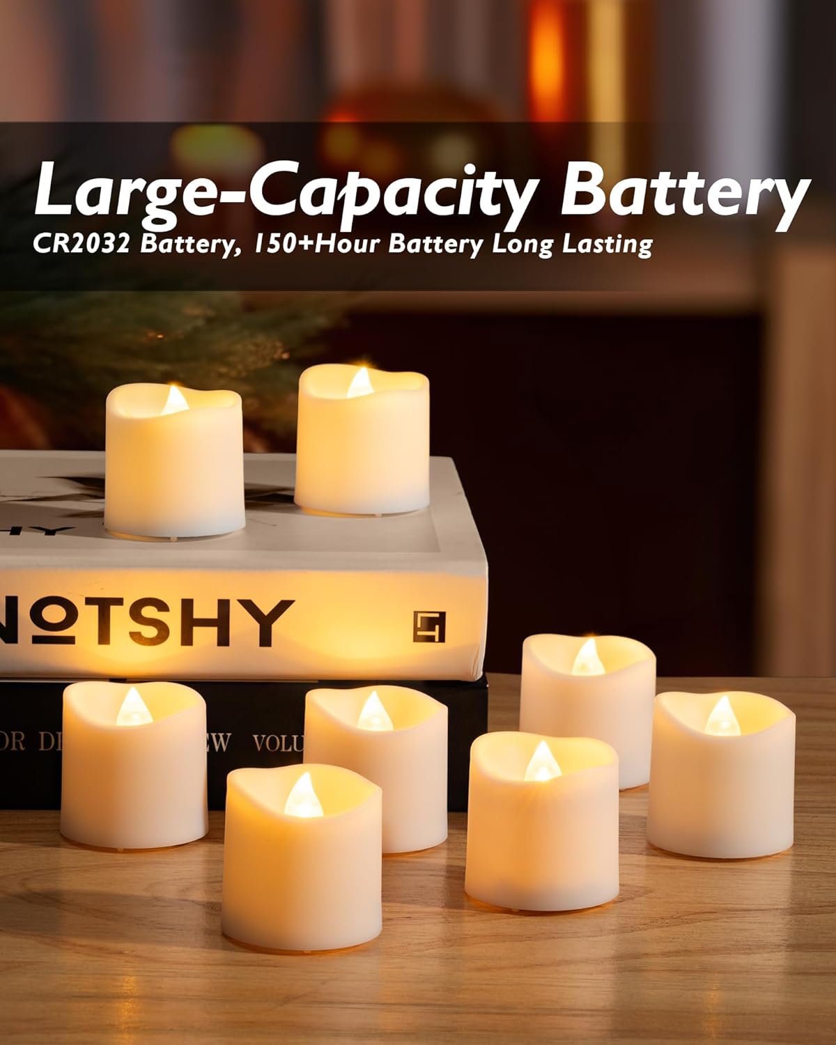 Thumbnail 3 de Homemory 12er Set LED Flackernde Teelichter mit Timer – Warmweiß, batteriebetrieben